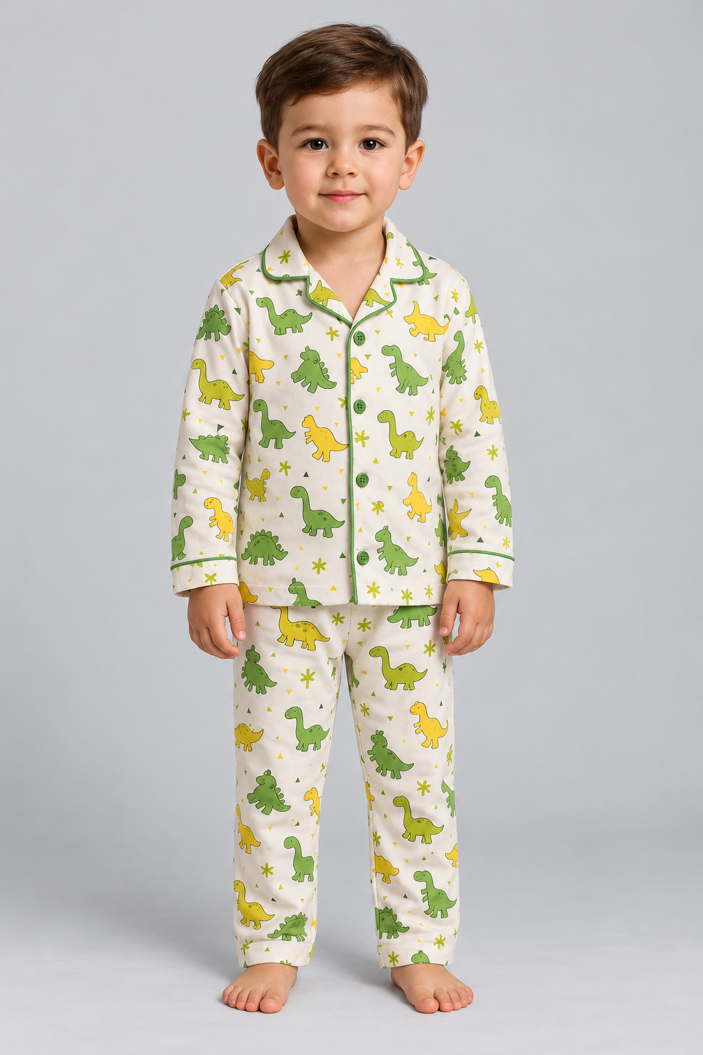 BOYS' BOXED DINOSAUR PYJAMA SET - ECRU