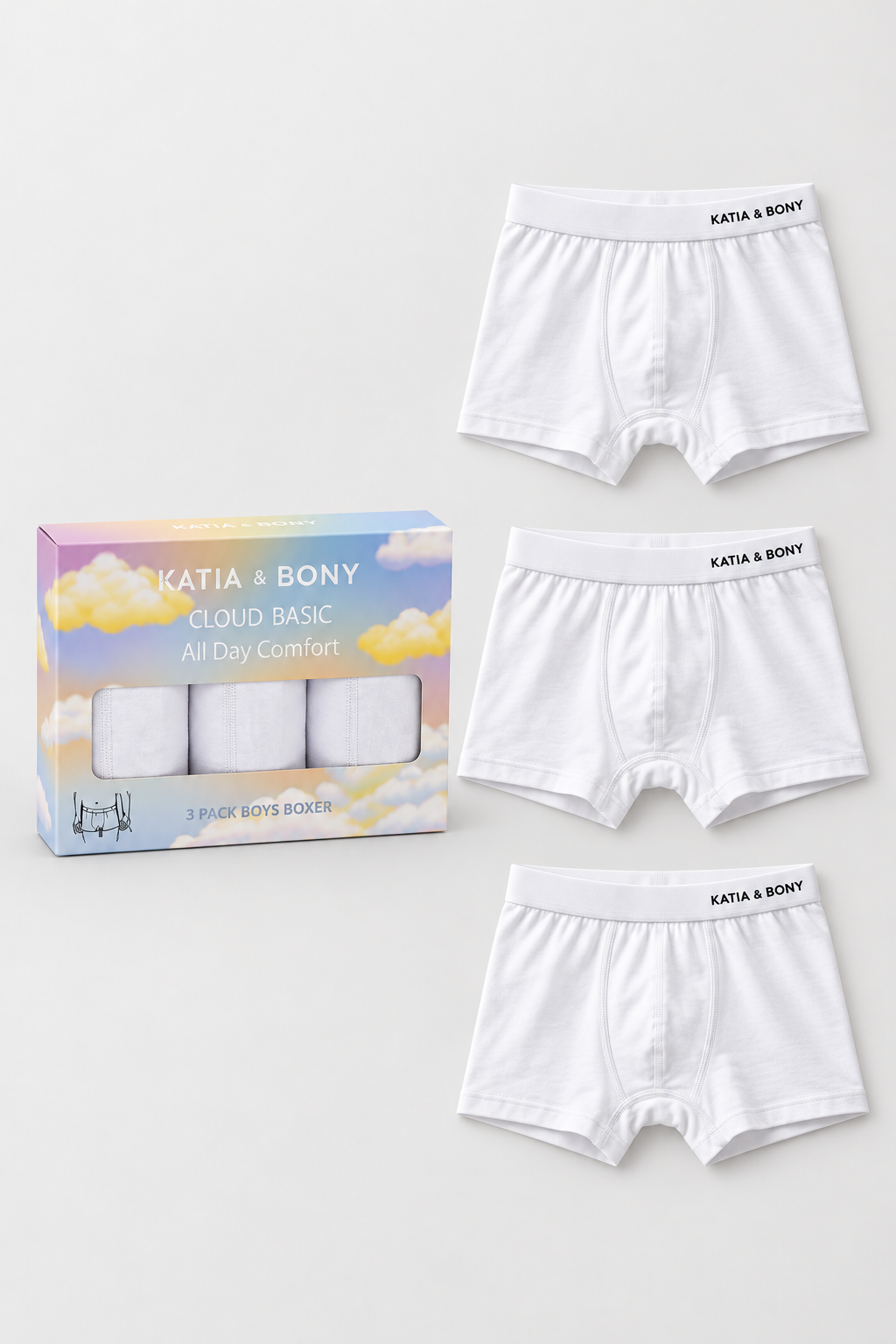 3PCK BASIC BOXED BOYS' BOXER SHORTS WHITE