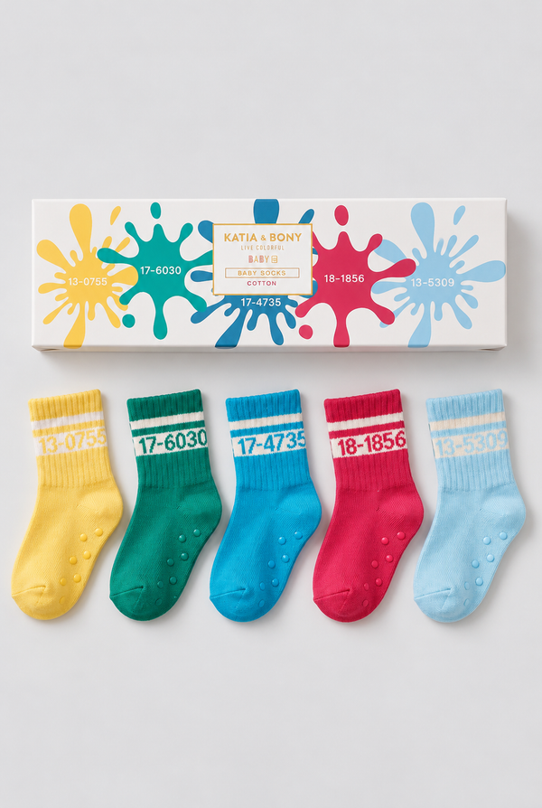 5PCK PANTONE BOX BABY SOCKET SOCKS MIX