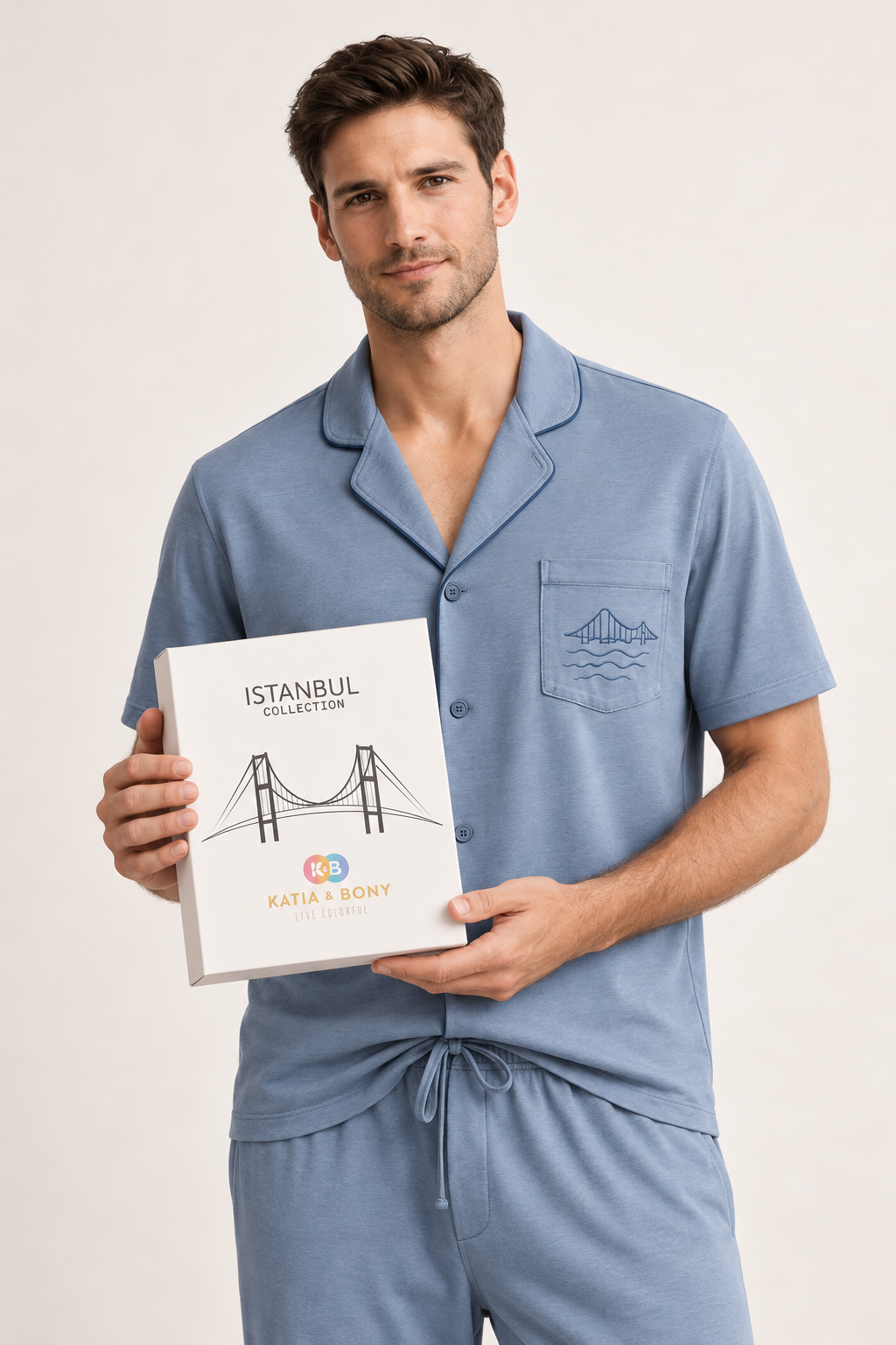 ISTANBUL BOSPHORUS BOXED MEN PYJAMAS SET BLUE