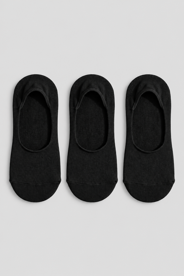 3PCK  BASIC MEN INVISIBLE SOCKS BLACK