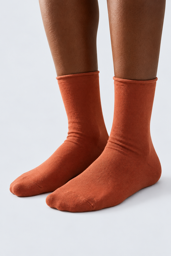 ELASTIC MODAL WOMEN SOCKS BRICK