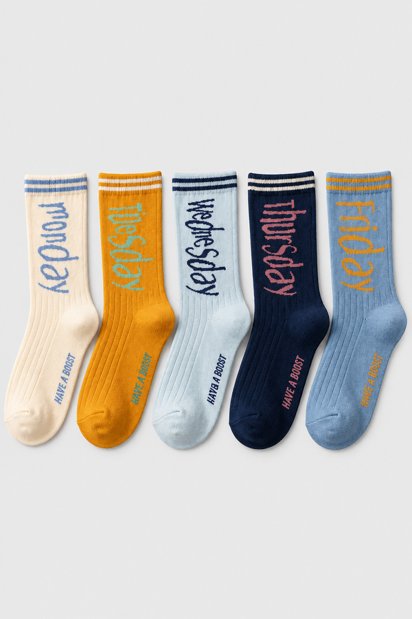 5PCK WEEKDAYS KIDS SOCKET SOCKS MIX