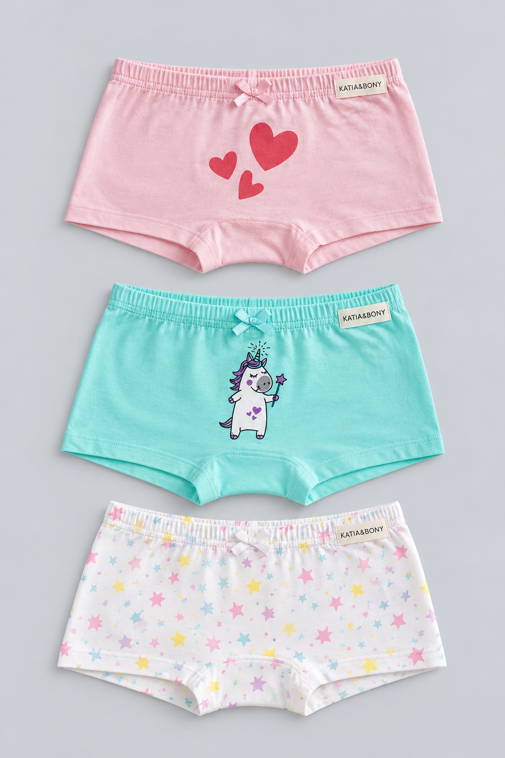3PCK Patterned Girl's Boxed Boxer Shorts MINT