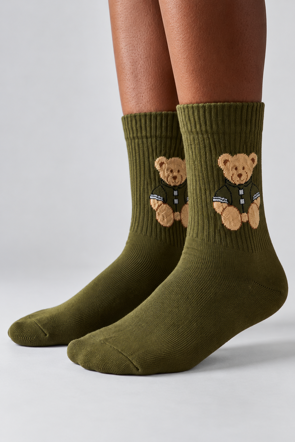 TEDDY PATTERNED UNISEX SOCKS KHAKI