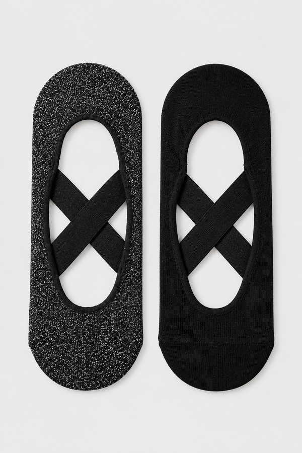 2PCK ASTA YOGA WOMEN SOCKS BLACK-BLACK LUREX