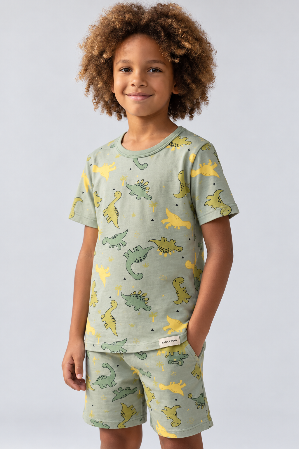 Dinosaur Packaged Boys' Shorts Set GREEN