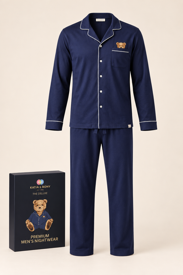 TEDDY BOXED MEN'S PAJAMA SET NAVY