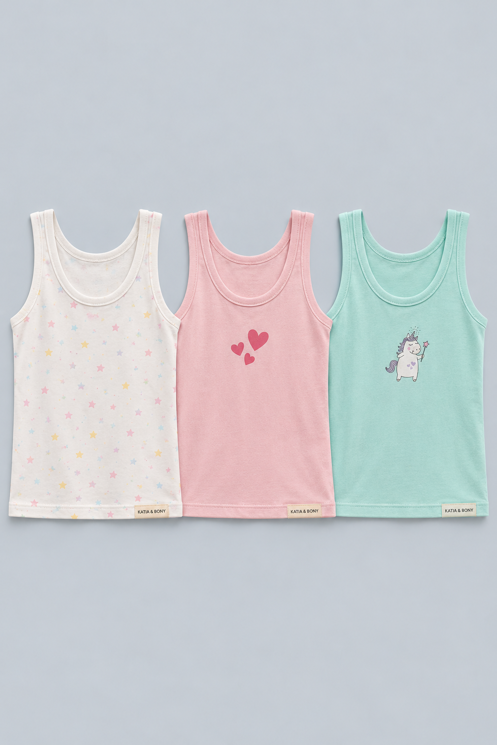 3PCK Patterned Girl's Boxed Tank Top MINT