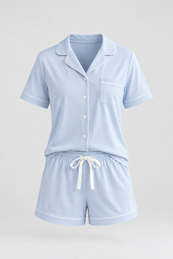 MEDITERRANEAN WOMEN'S SHORTS SET WITH POCKETS BLUE