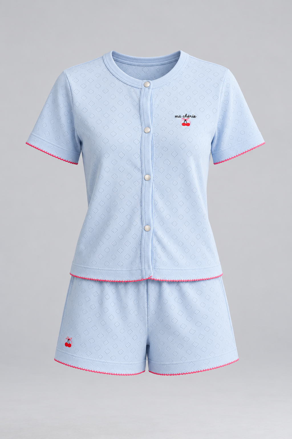 Mediterranean Cherry Women's Shorts Set BLUE