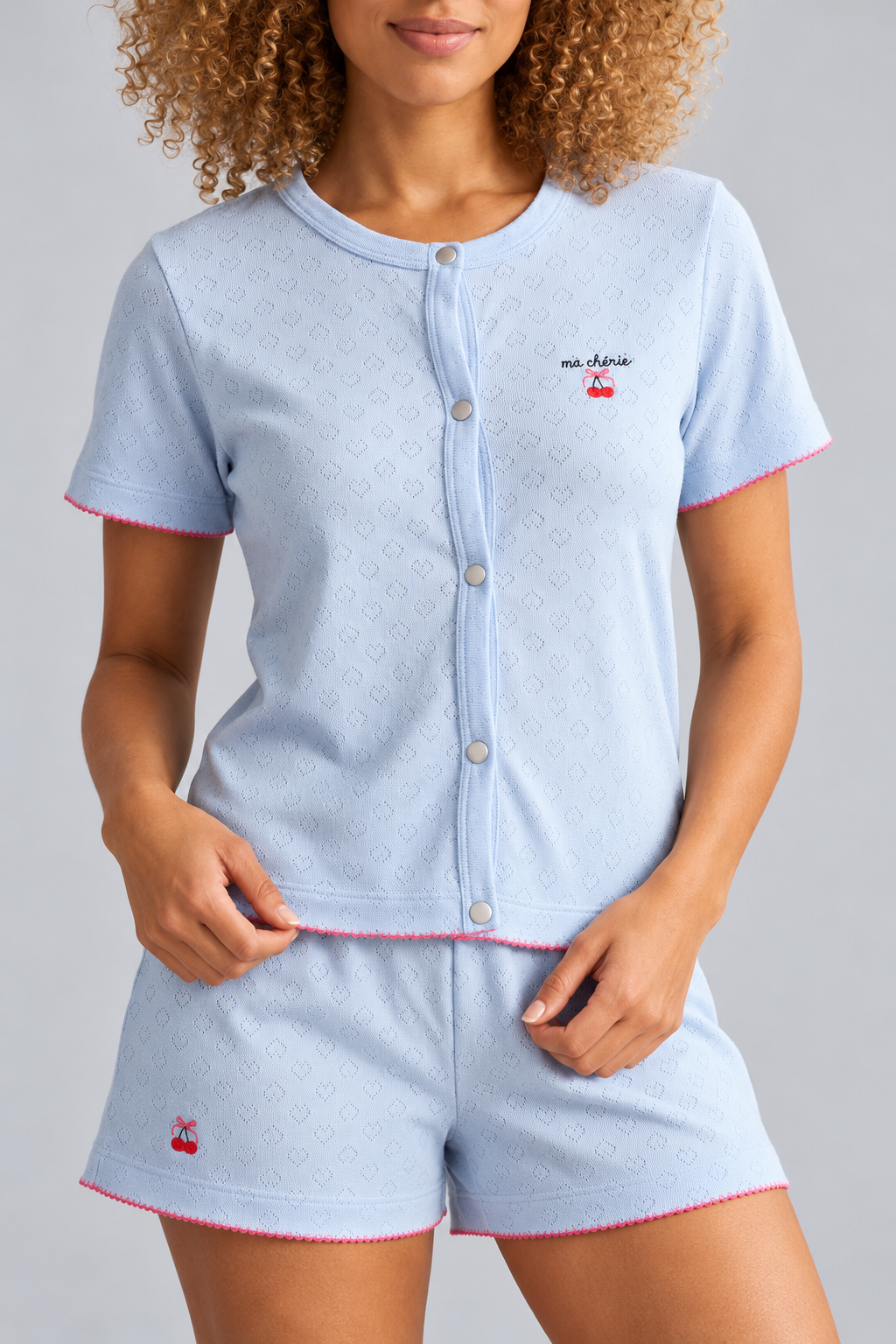 Mediterranean Cherry Women's Shorts Set BLUE