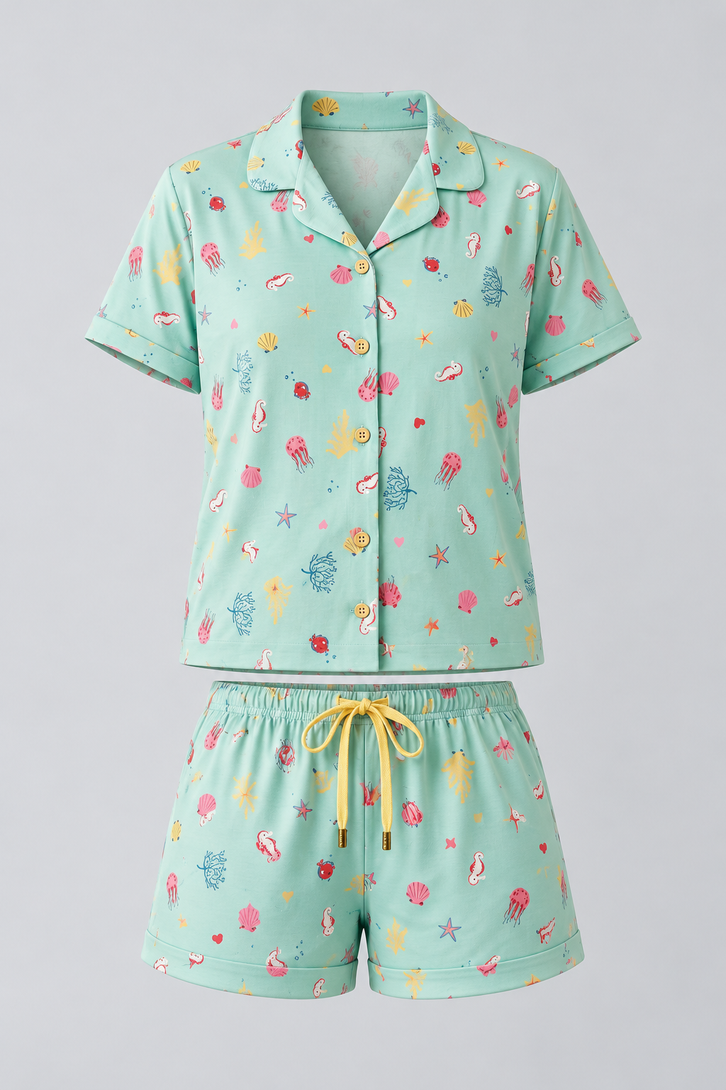 SEA LA VIE BUTTONED WOMEN'S SHORTS SET BLUE