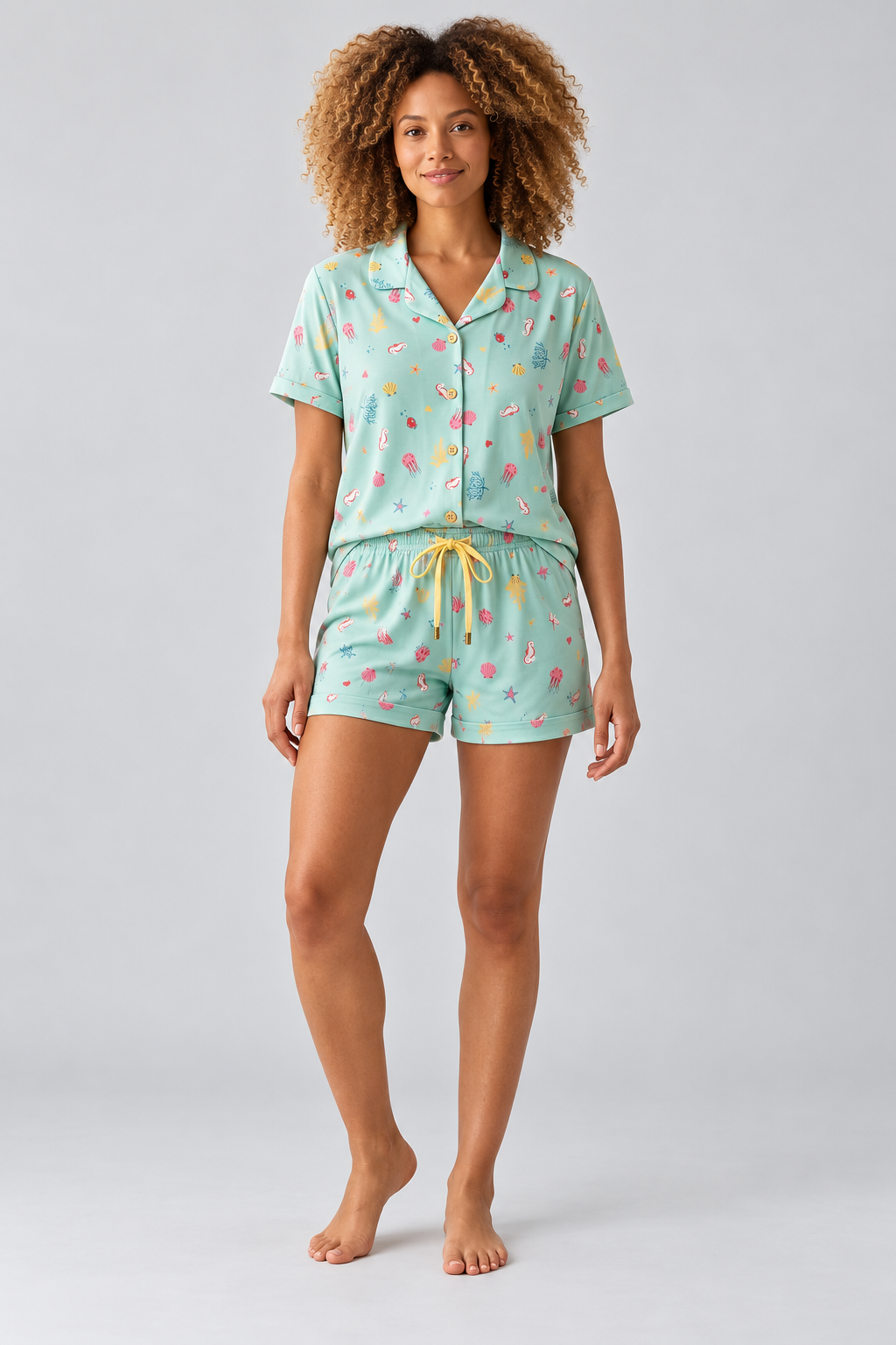 SEA LA VIE BUTTONED WOMEN'S SHORTS SET BLUE