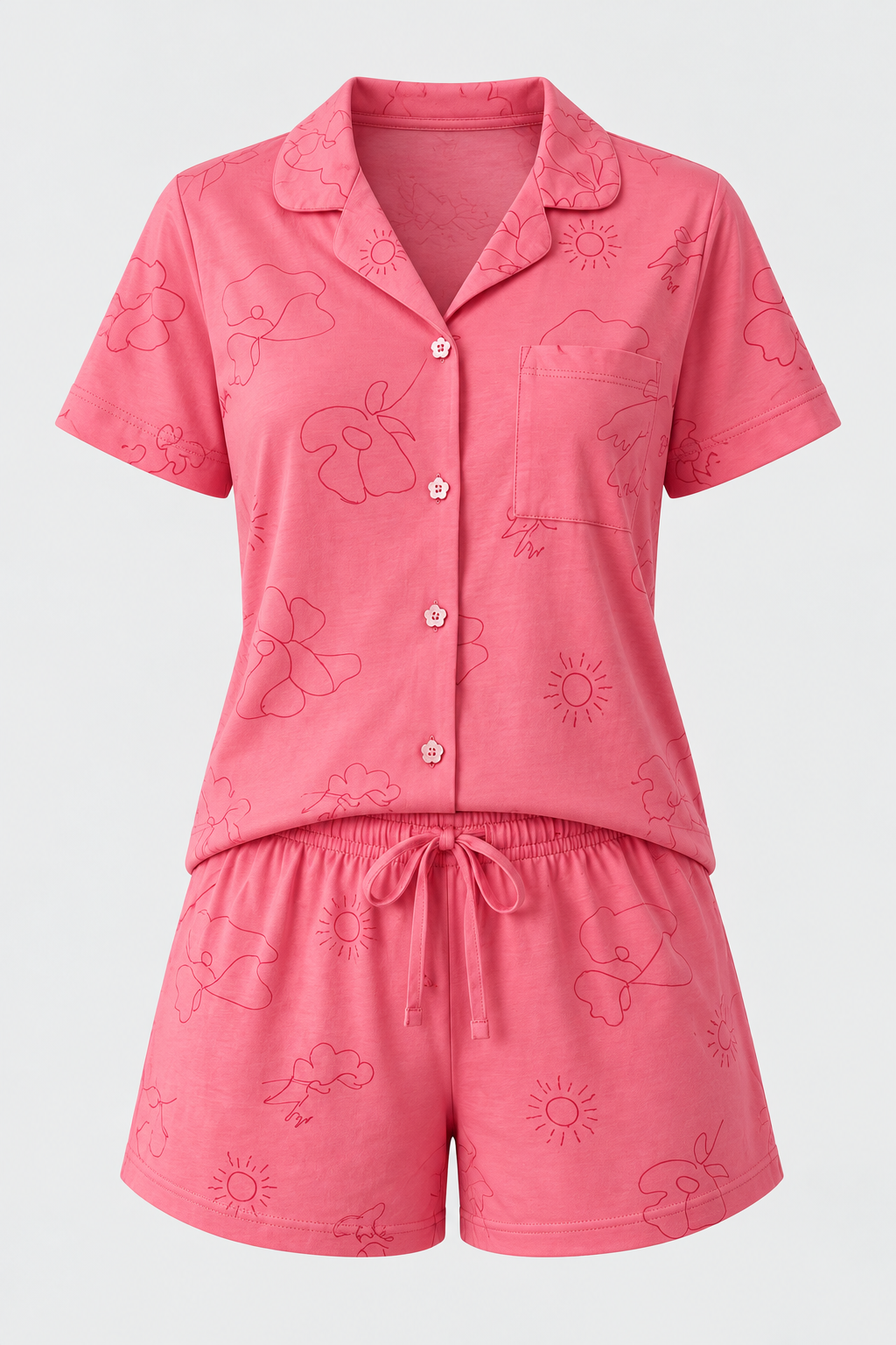 FLORAL OUTBURST WOMEN'S SHORTS SET PINK