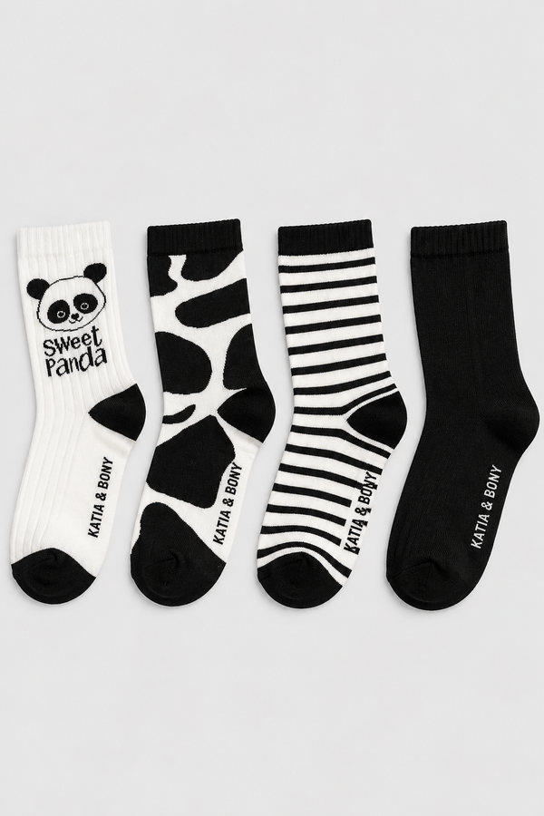 4-PACK KIDS' PANDA SOCKS - MIX