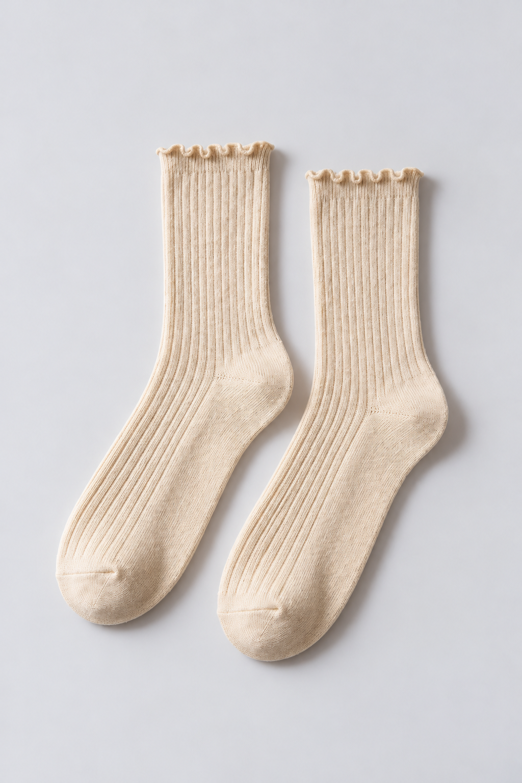 WOMEN ANKLE FRILLED SOCKET SOCKS LIGHT BROWN