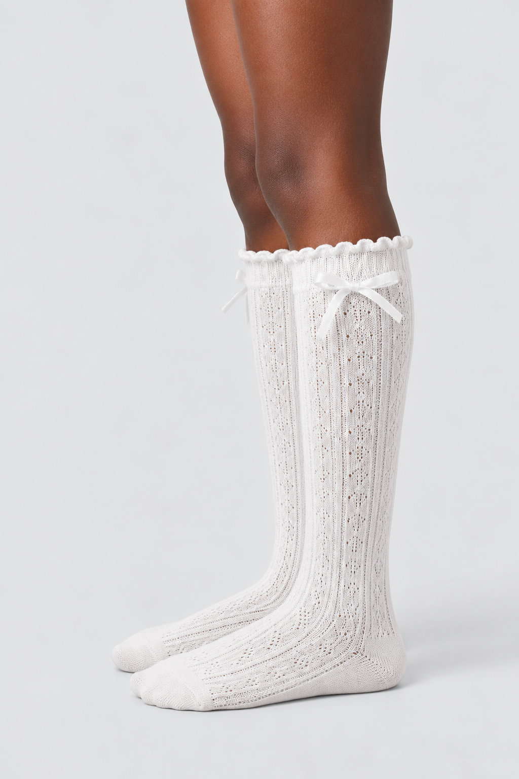 CHILDREN'S KNEE SOCKS WITH BOW ACCESSORIES WHITE