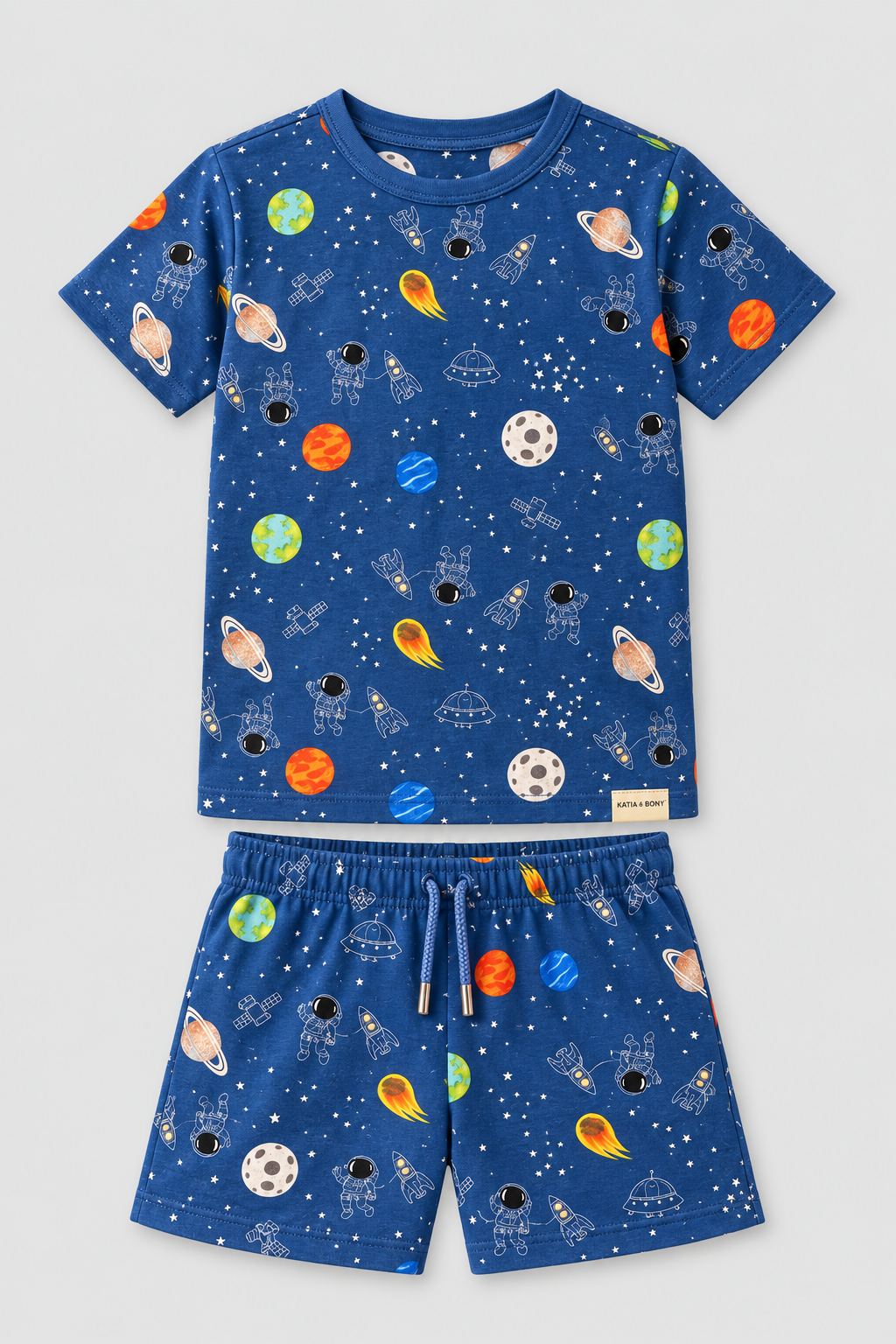 Space Pattern Packaged Boys' Shorts Set NAVY