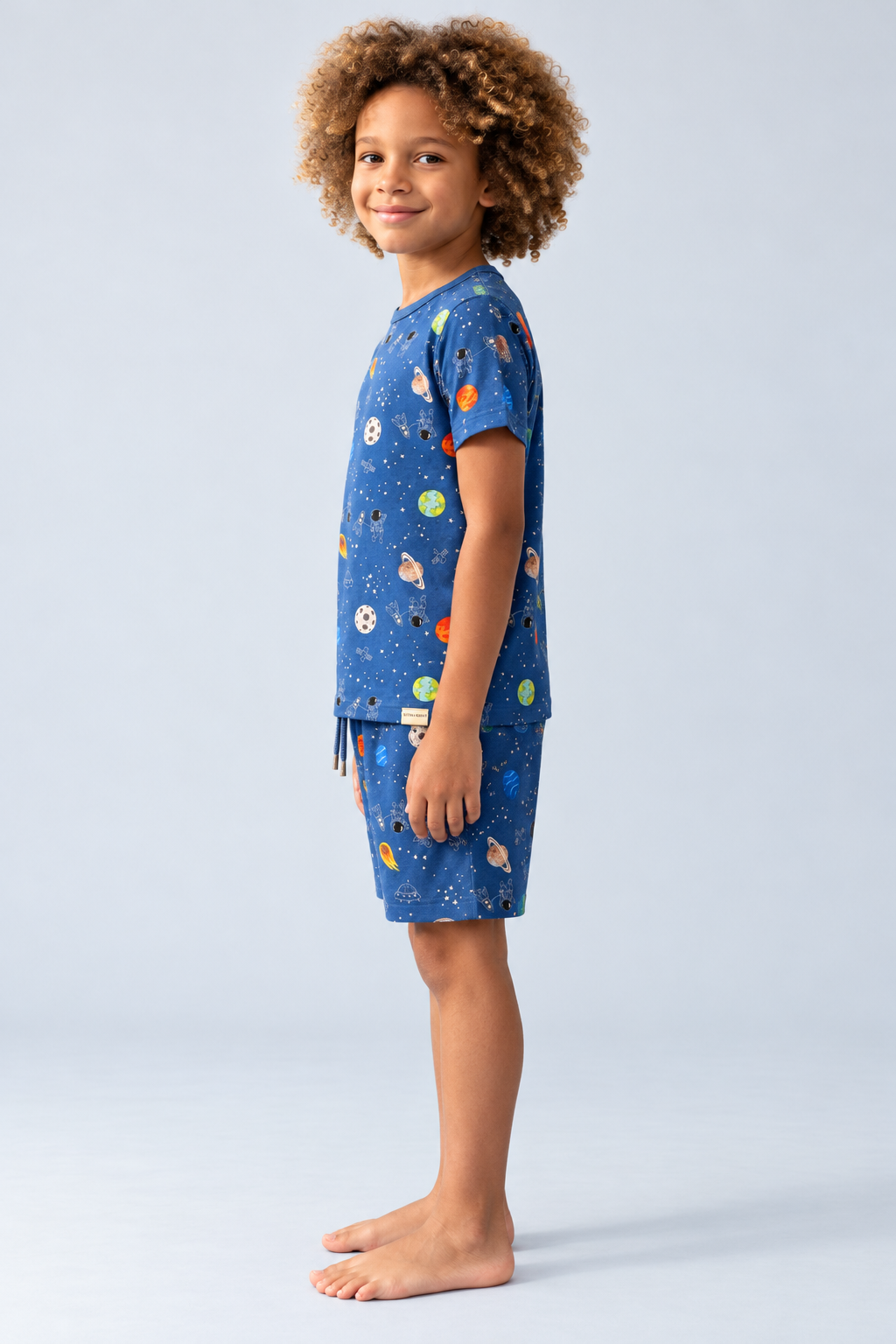 Space Pattern Packaged Boys' Shorts Set NAVY