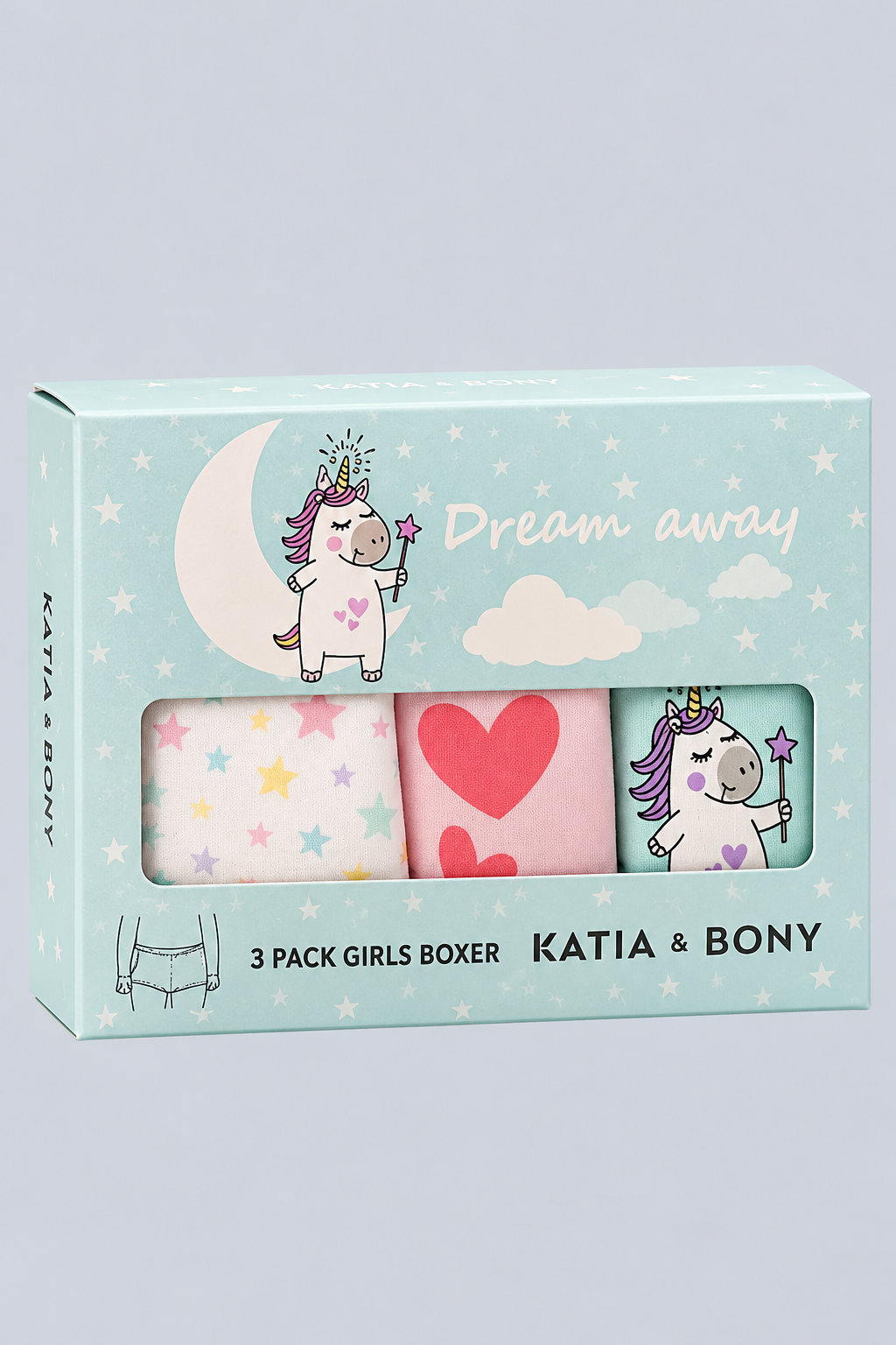 3PCK Patterned Girl's Boxed Boxer Shorts MINT