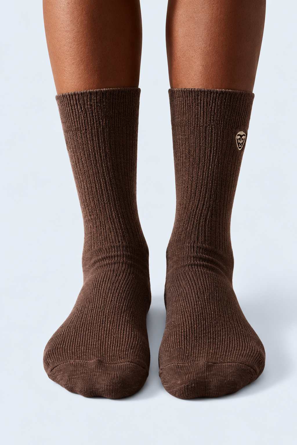EMBROIDERED UNISEX ANKLE SOCKS BROWN MEL.