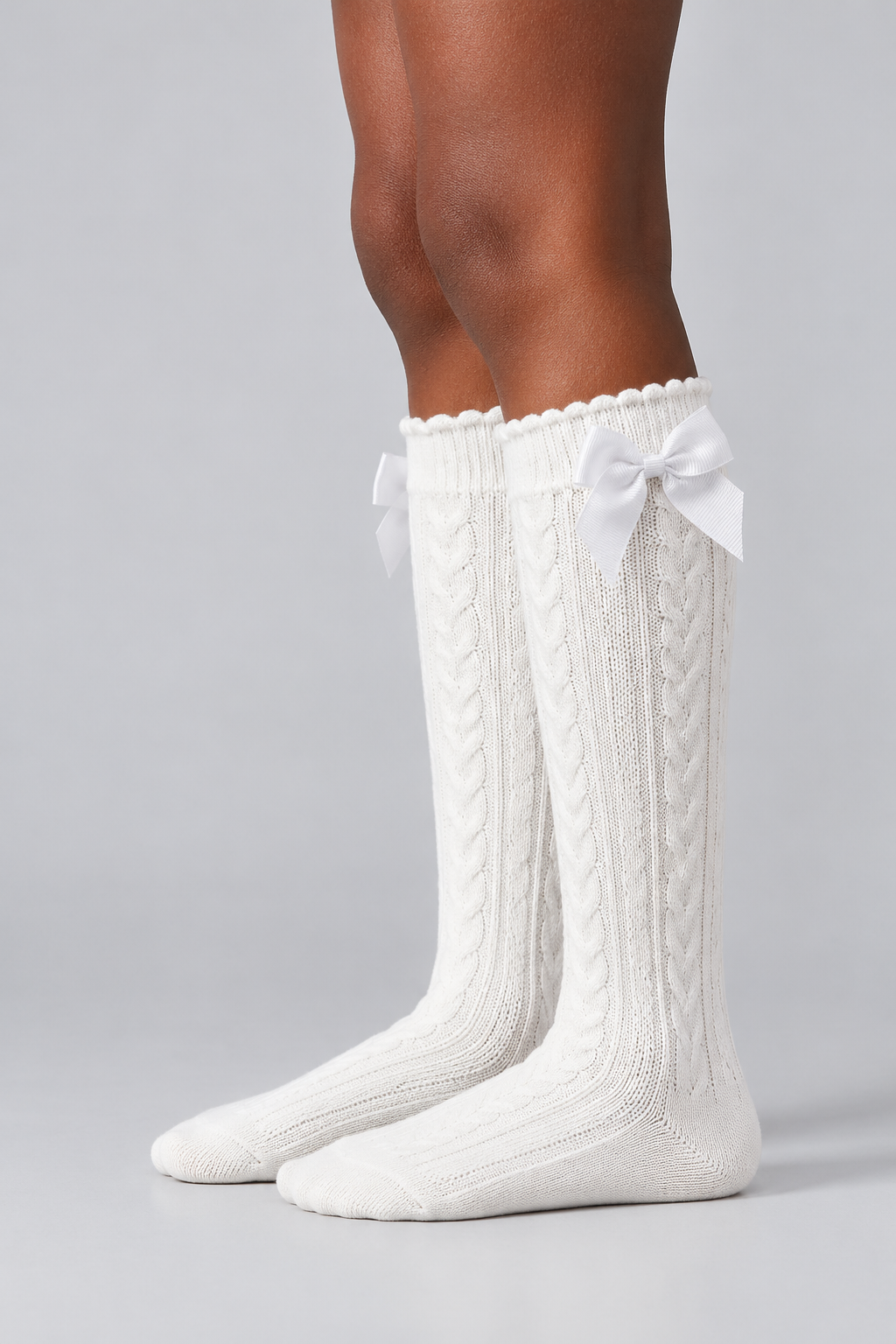 HEART EMBROIDERED CHILDREN'S KNEE SOCKS WHITE