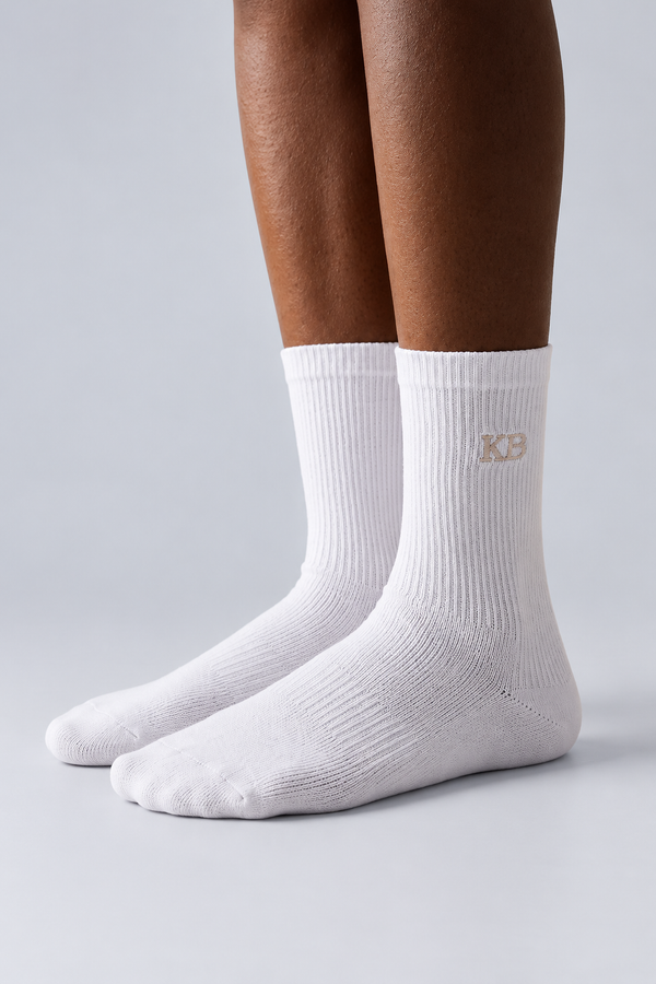 EMBROIDERED UNISEX ANKLE SOCKS WHITE