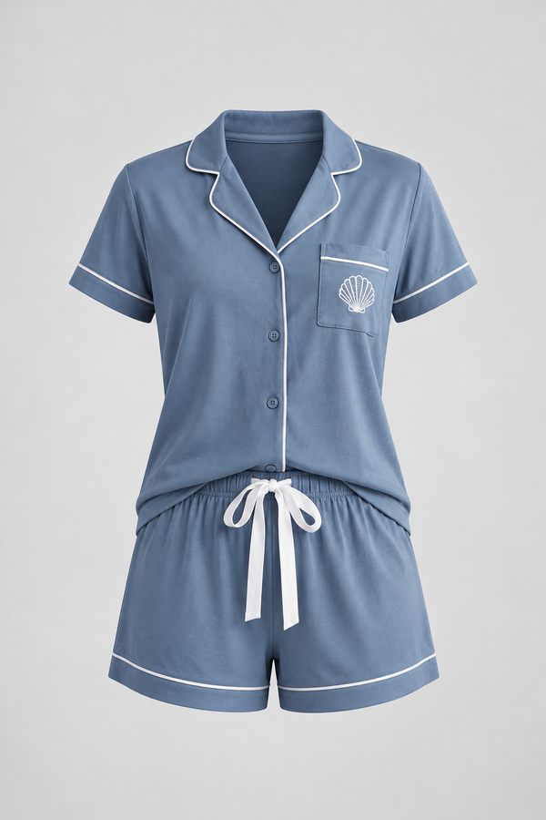 SEA LA VIE WOMEN'S SHORTS SET WITH POCKETS HARBOR BLU