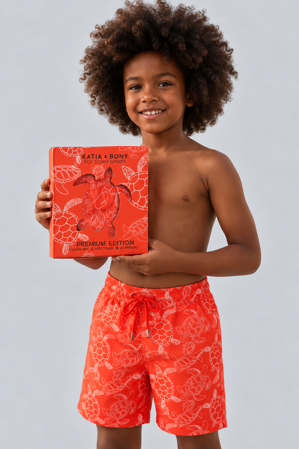 MEDITERRANEAN TURTLE BOY'S SWIM SHORTS CORAL