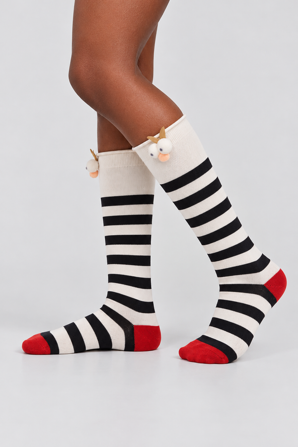 3D EYES GIRLS KNEEHIGH SOCKS ECRU