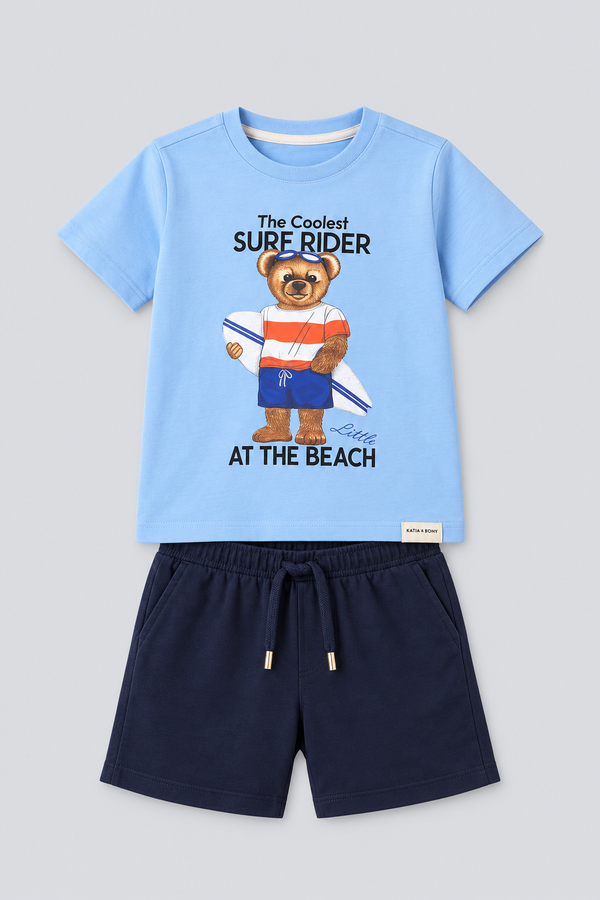 SAILOR SURF TEDDY BOYS’ SHORTS SET BLUE