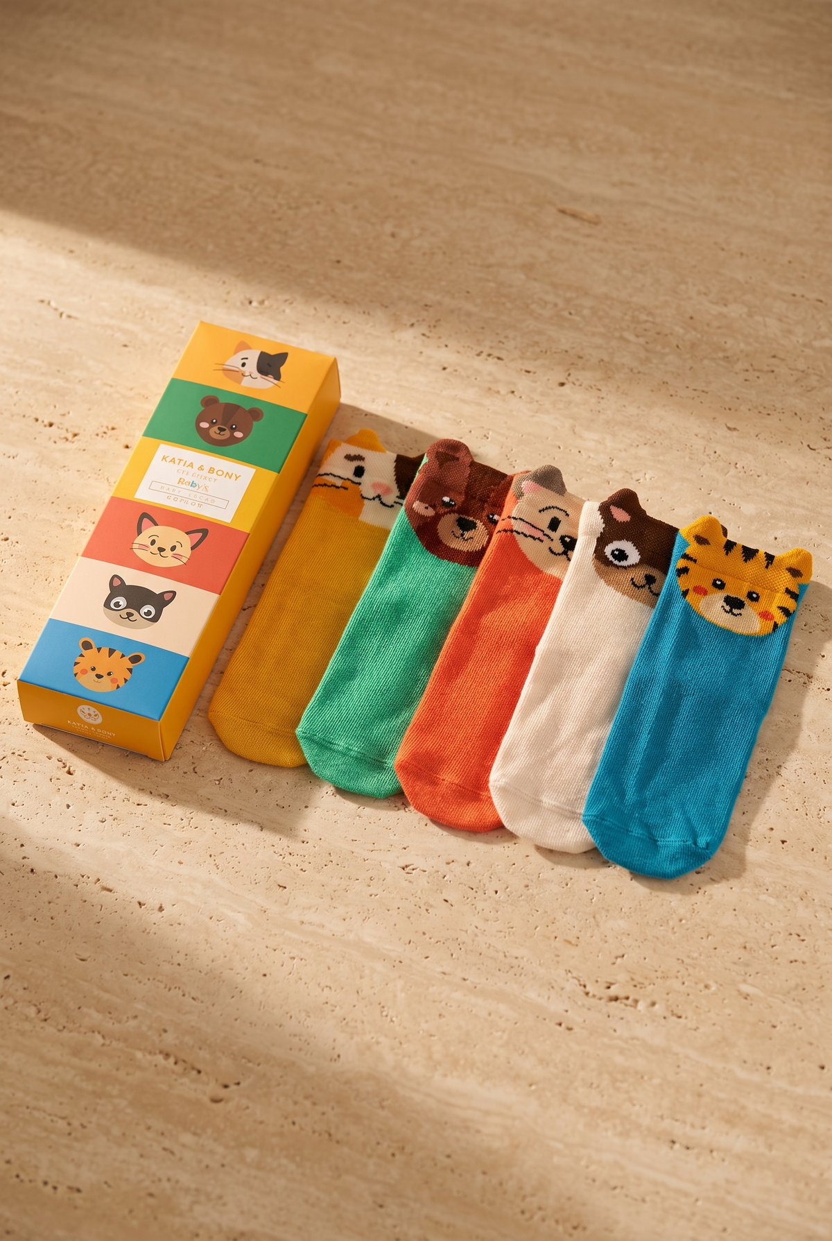 5PCK CUTE ANIMAL BOX BABY SOCKET SOCKS MIX