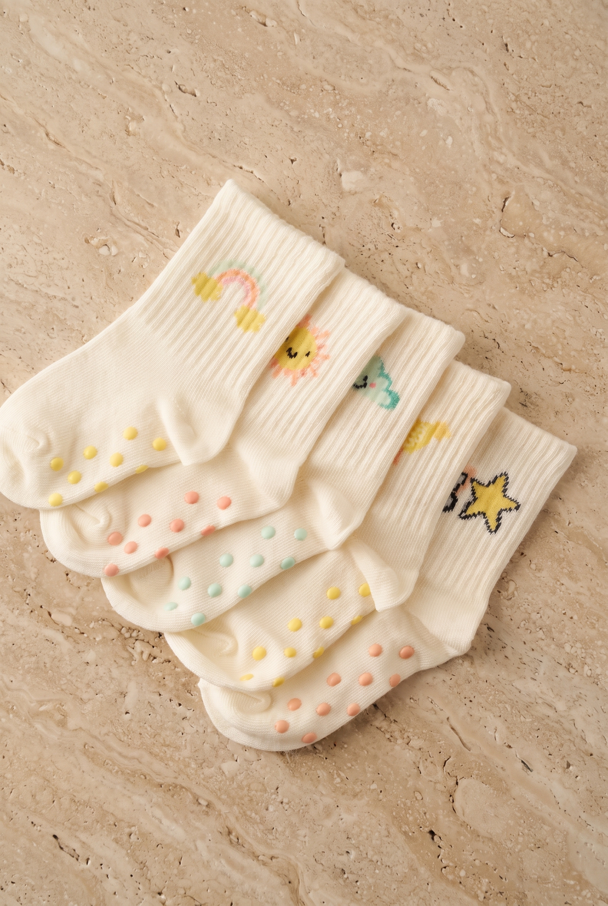 5PCK FARMWILLE BABY SOCKET SOCKS WHITE MIX