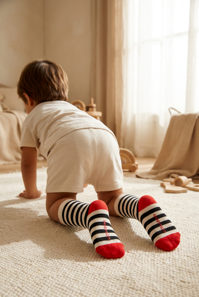 3D EYES BABY KNEE-HIGH SOCKS ECRU