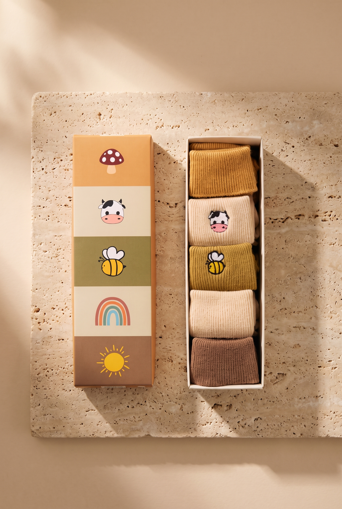 5PCK FARM BOX BABY SOCKET SOCKS BROWN MIX