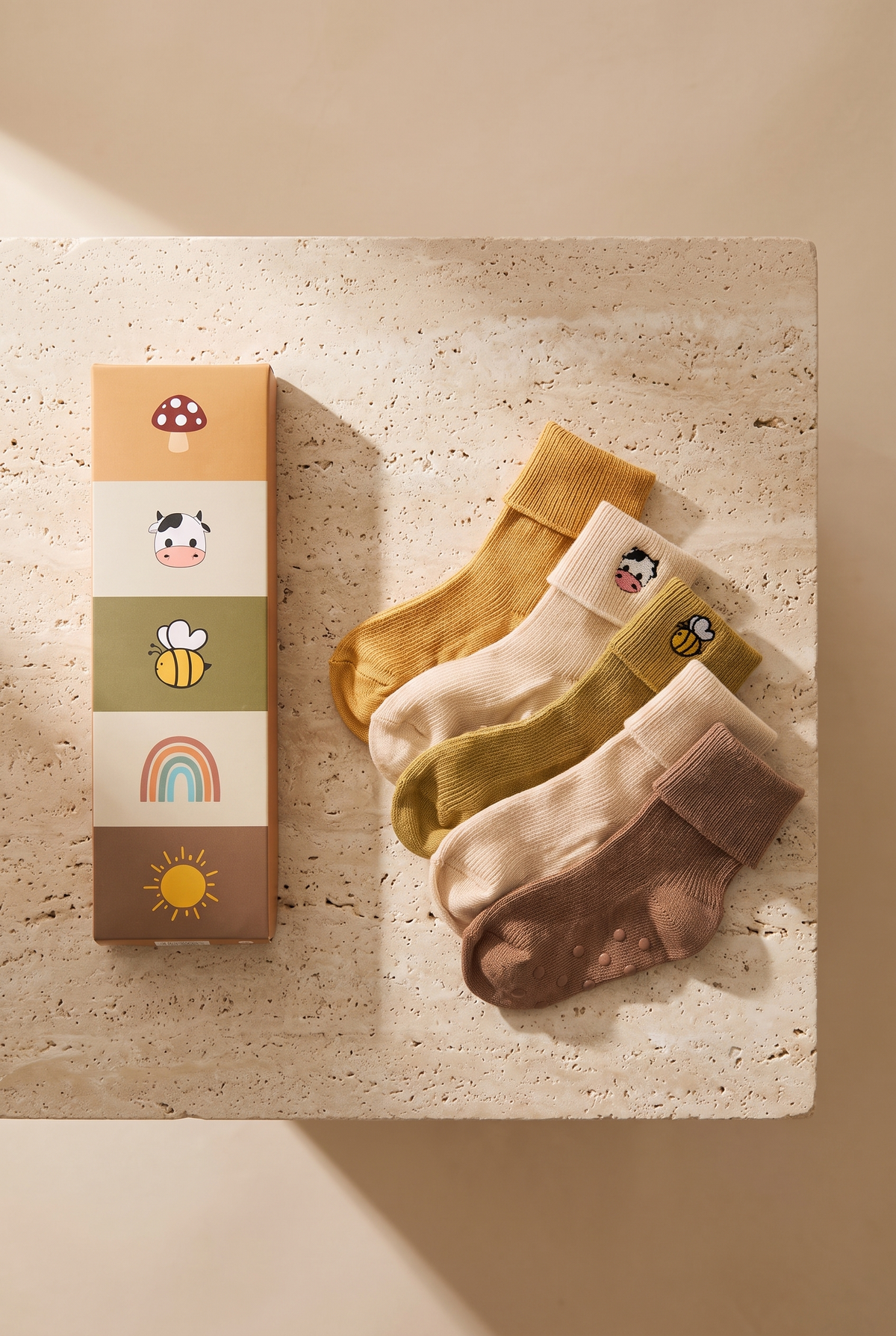 5PCK FARM BOX BABY SOCKET SOCKS BROWN MIX