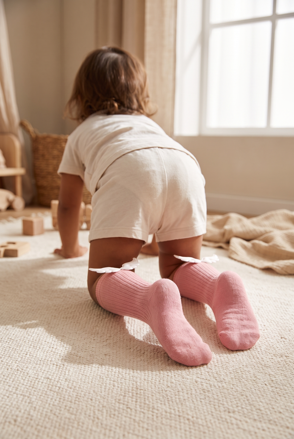 NEWBORN 5 PCK ORGANIC COTTON BABY SOCKS PINK-WHITE