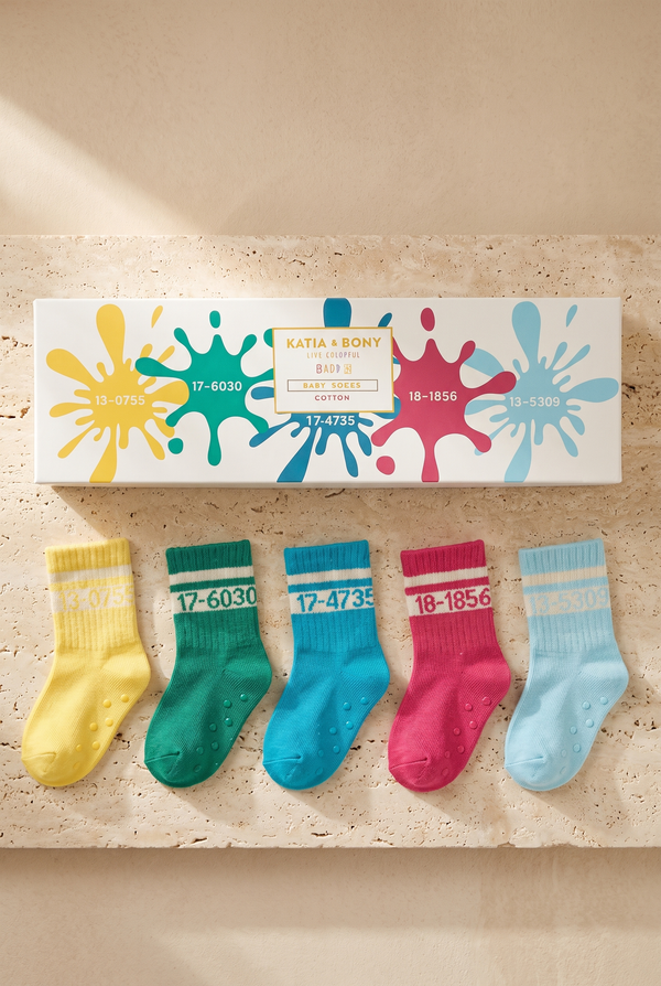 5PCK PANTONE BOX BABY SOCKET SOCKS MIX