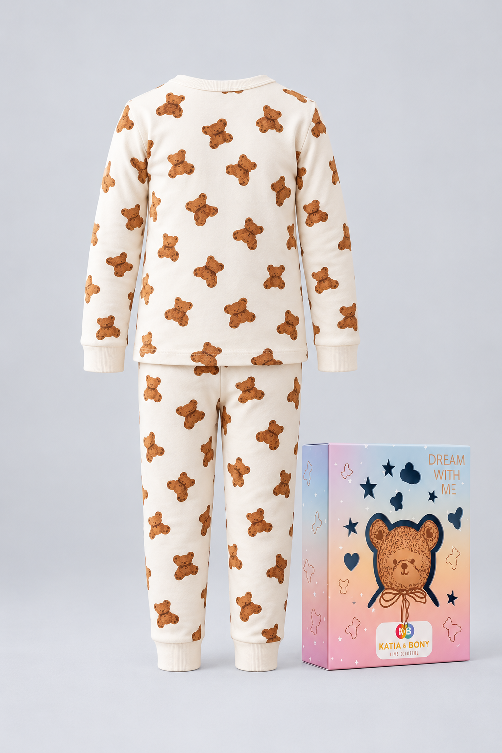KIDS' BOXED TEDDY PYJAMA SET - ECRU