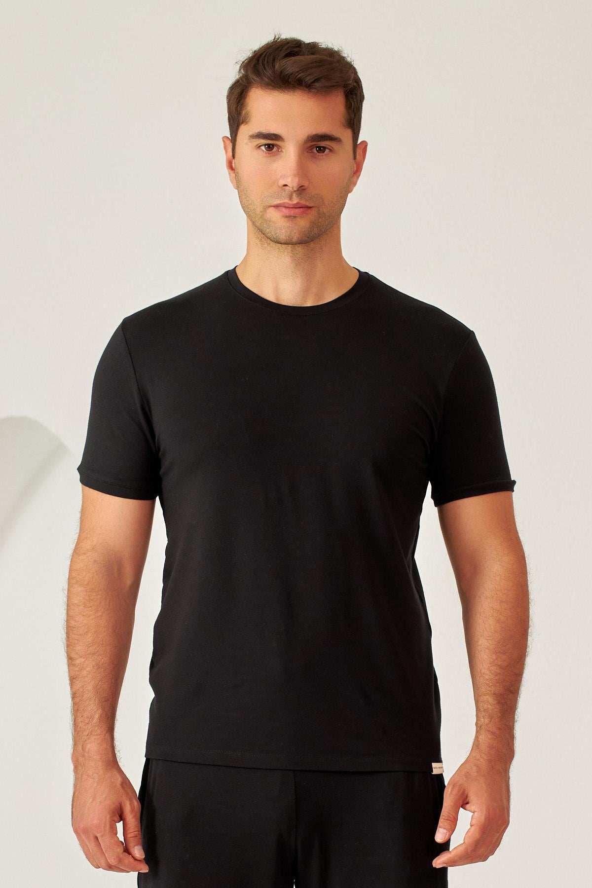 SILVER BASIC MEN PYJAMAS TOP BLACK