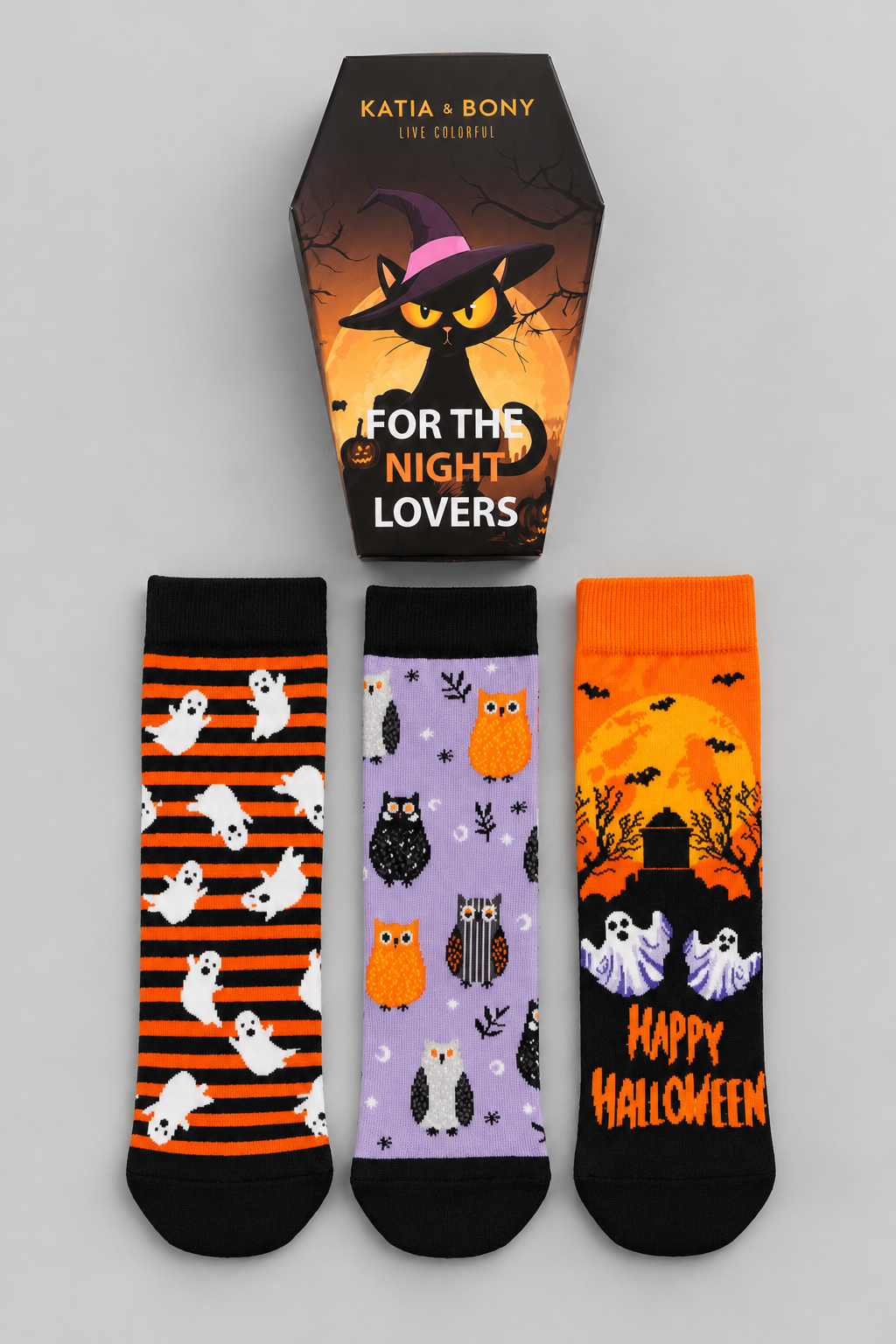 3PCK BOXED HALLOWEEN UNISEX SOCKET SOCKS MIX