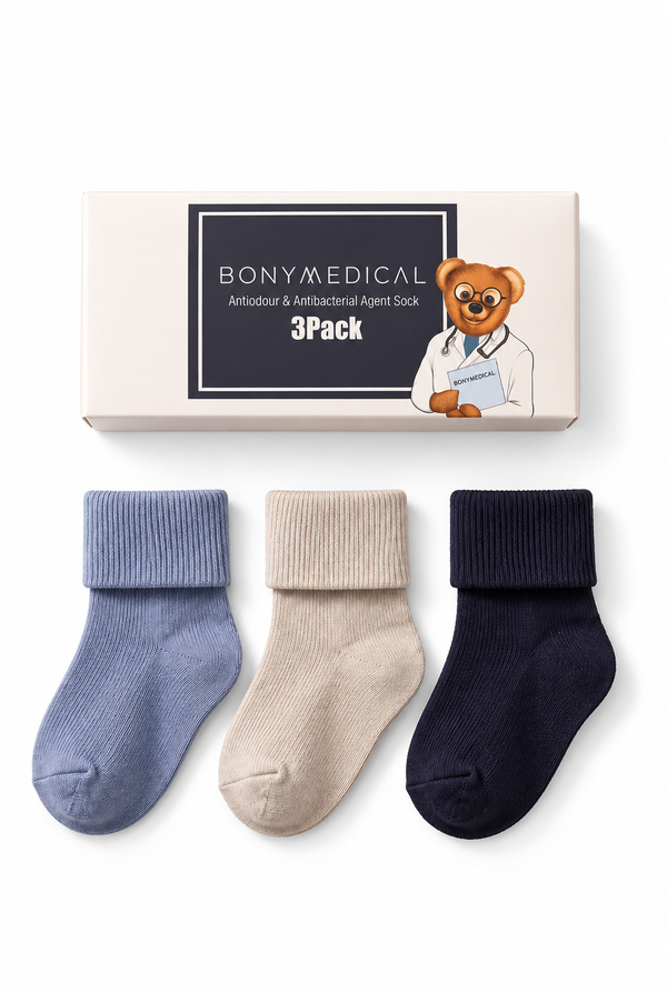 MEDICAL 3PCK BABY SOCKS BLUE MIX