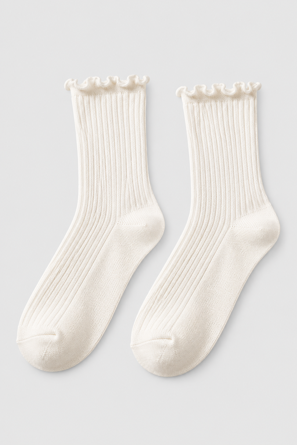 WOMEN ANKLE FRILLED SOCKET SOCKS ECRU