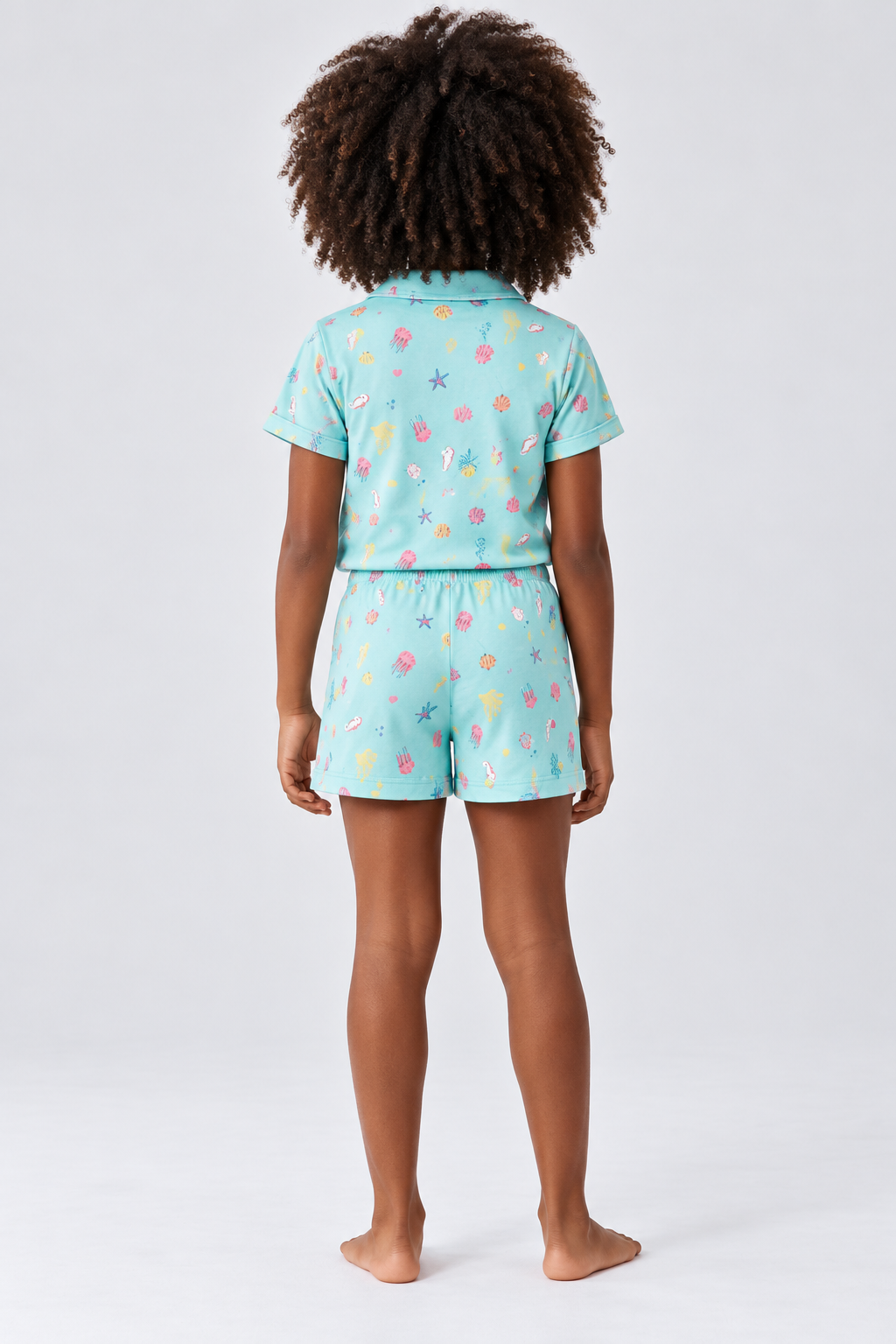 SEA LA VIE BUTTONED GIRL'S SHORTS SET BLUE