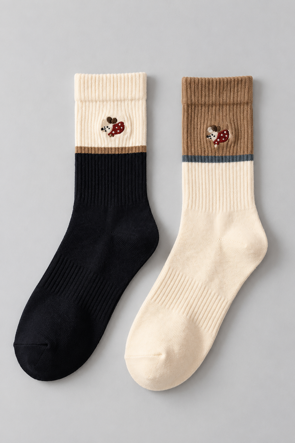 2PCK DOG UNISEX SOCKS ECRU MIX