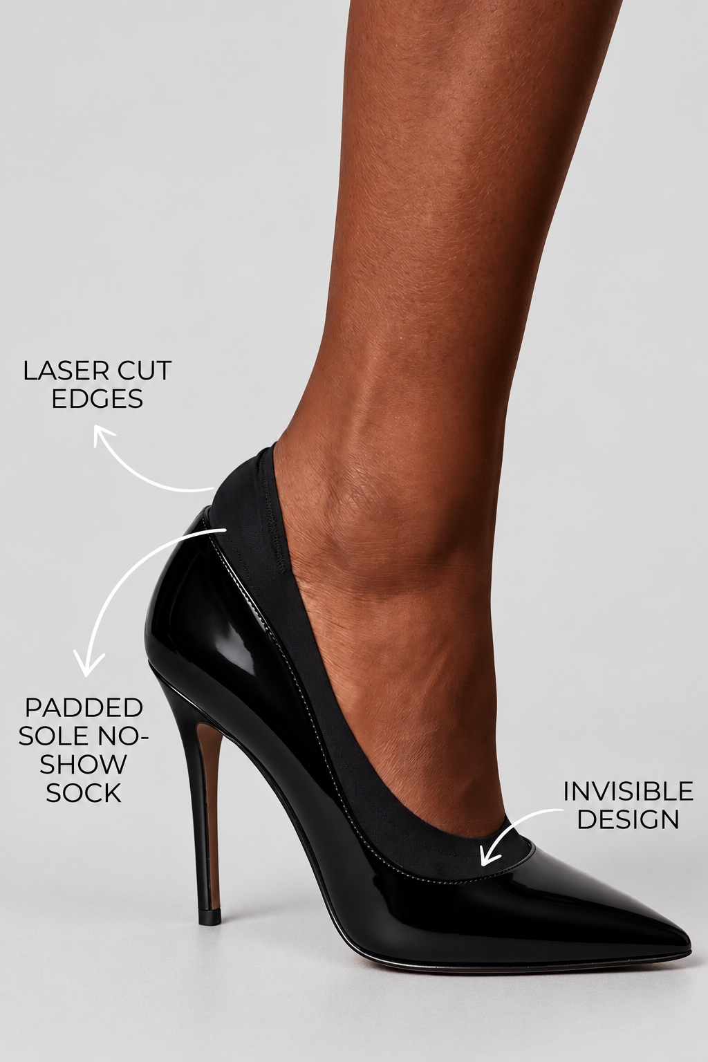WOMEN'S INVISIBLE SOCKS WITH PADS BLACK