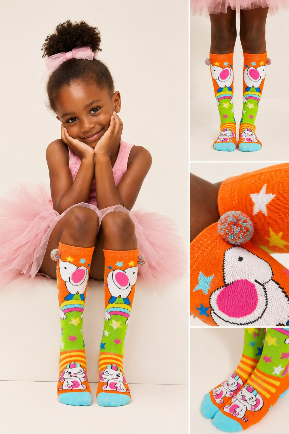 CIRCUS ELEPHANT GIRLS KNEEHIGH SOCKS ORANGE