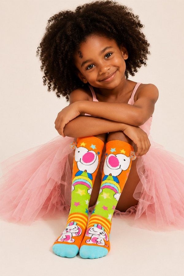 CIRCUS ELEPHANT GIRLS KNEEHIGH SOCKS ORANGE