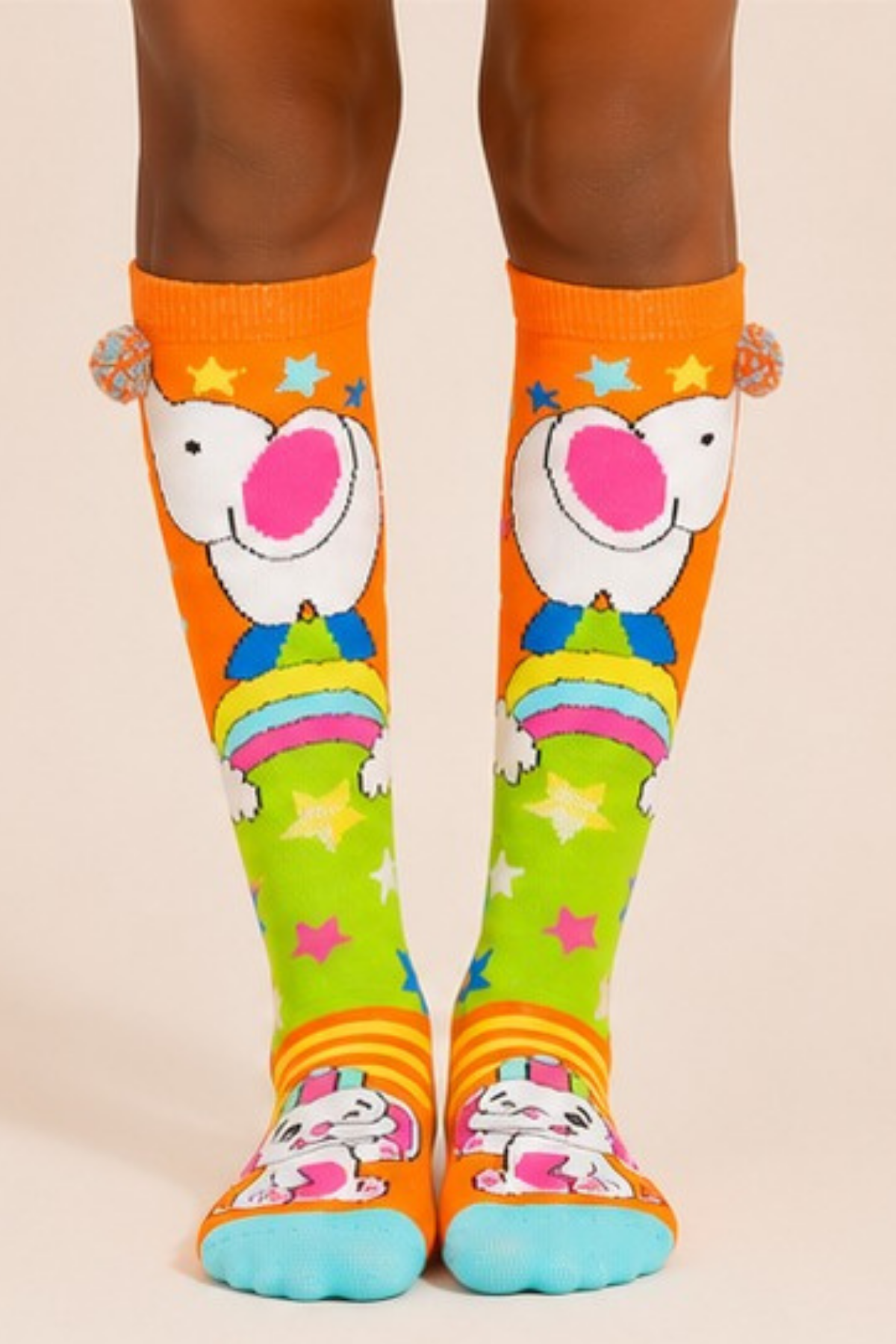 CIRCUS ELEPHANT GIRLS KNEEHIGH SOCKS ORANGE